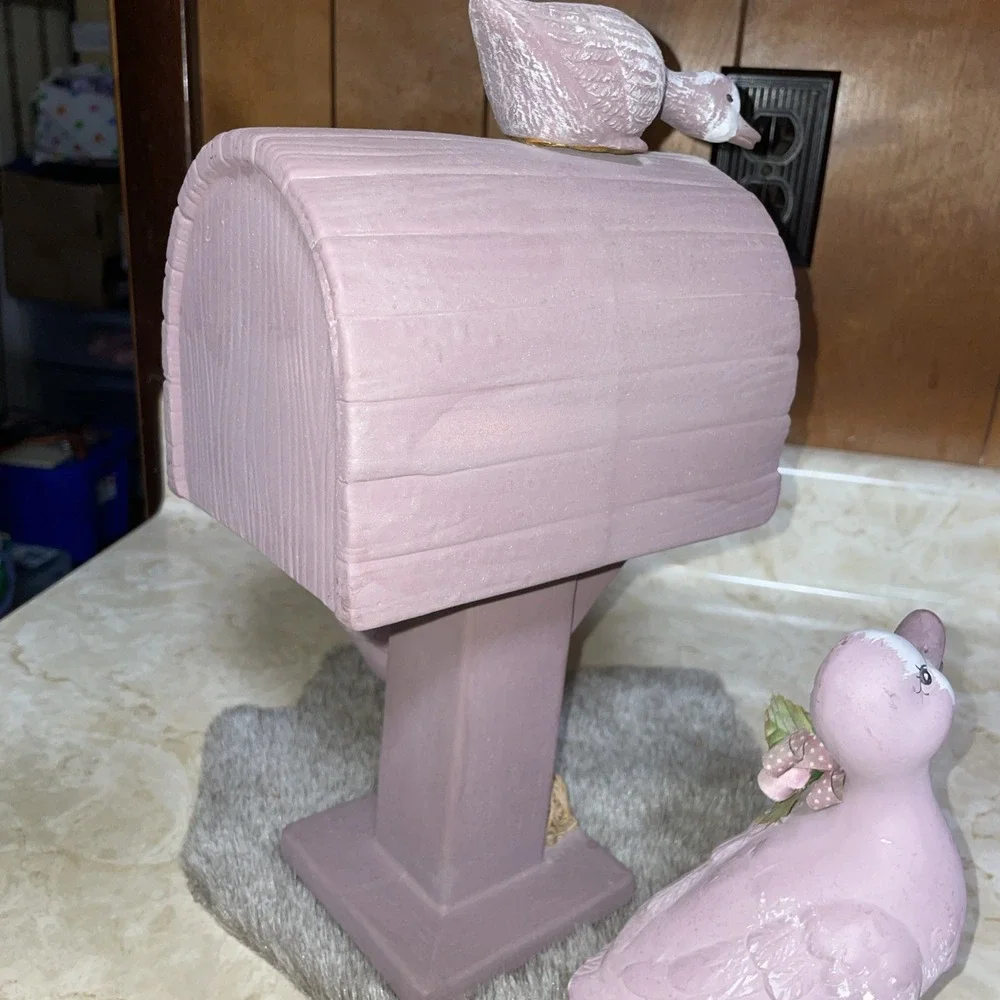 Ceramic Geese Duck With‎ Mailbox Egg Nest Four Birds